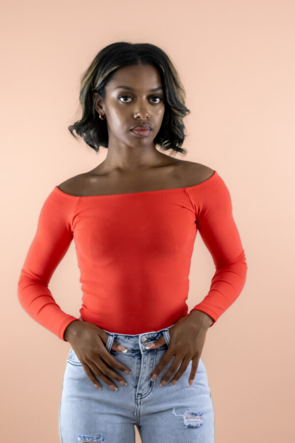 Red off shoulders top