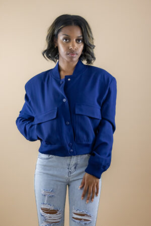 Blue bomber jacket