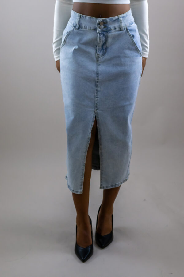 Light blue denim skirt