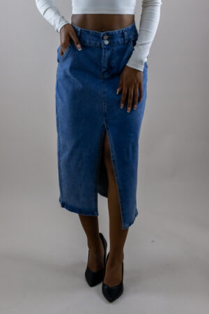 Blue denim skirt